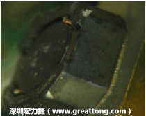 使用銀(Ag)鍍層的電源電感器(Power Inductors)，經(jīng)過推力測試后，零件端點(diǎn)上已經(jīng)看不到任何鍍層的痕跡了，所以其耐推力就比較小。